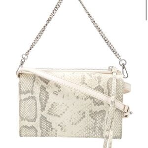 ✨ AllSaints Claremont Crossbody Purse – Neutral Cream Gray Python Leather – EUC